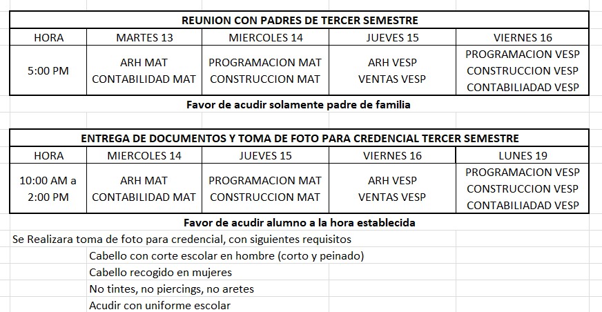 Horario reunión de padres