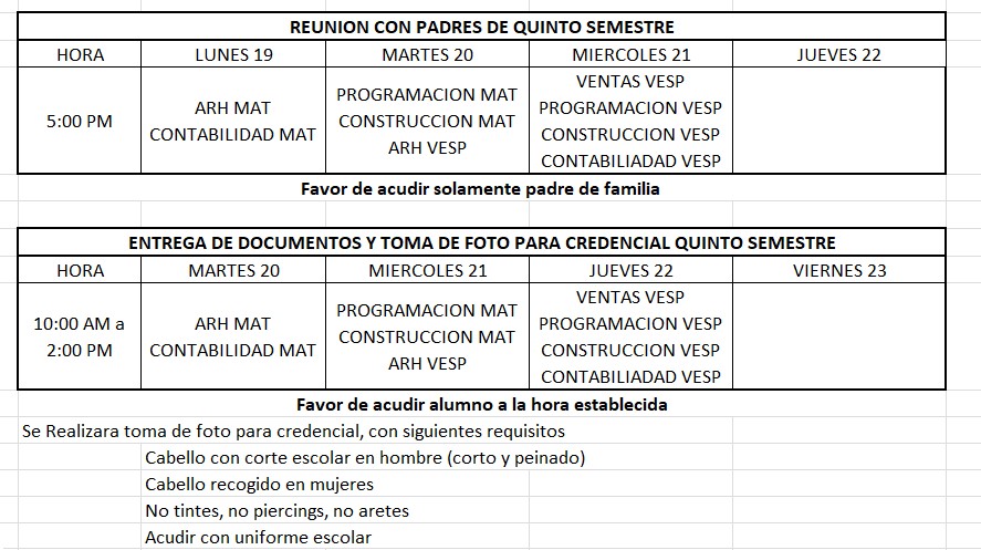 Horario reunión de padres